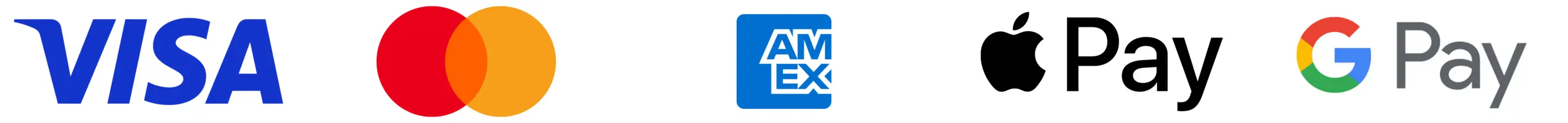 Iconos de los métodos de pago aceptados en Bstadium: Apple Pay, Google Pay, Visa, MasterCard y American Express.